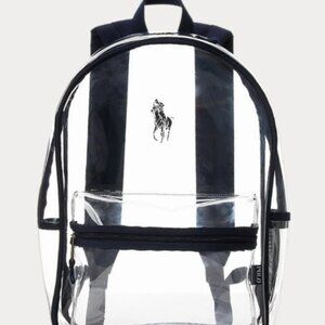 RALPH LAUREN Backpack Full-Size Big Pony Waterproof Clear Navy Blue BRAND-NEW